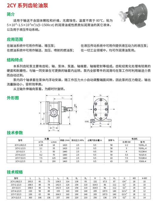 2CY系列齒輪油泵