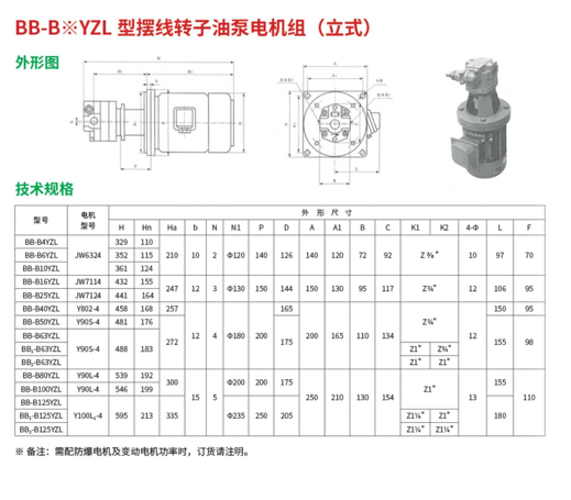 BB-B*YZL 型擺線轉(zhuǎn)子油泵電機組（立式）