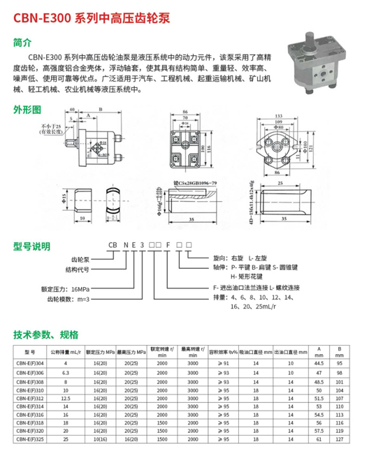 CBN-E300系列中高壓齒輪泵